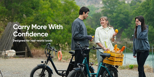 Person inspecting a used electric bike battery and frame, second hand e-bike buying inspection scene